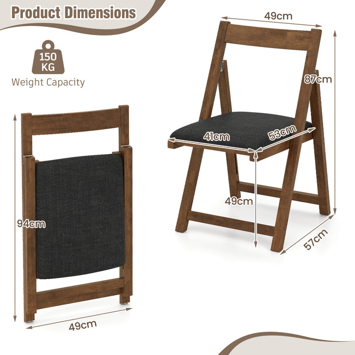 Foldable Dining Chair Set of 4 with Curved Backrest and Padded Seat-Grey