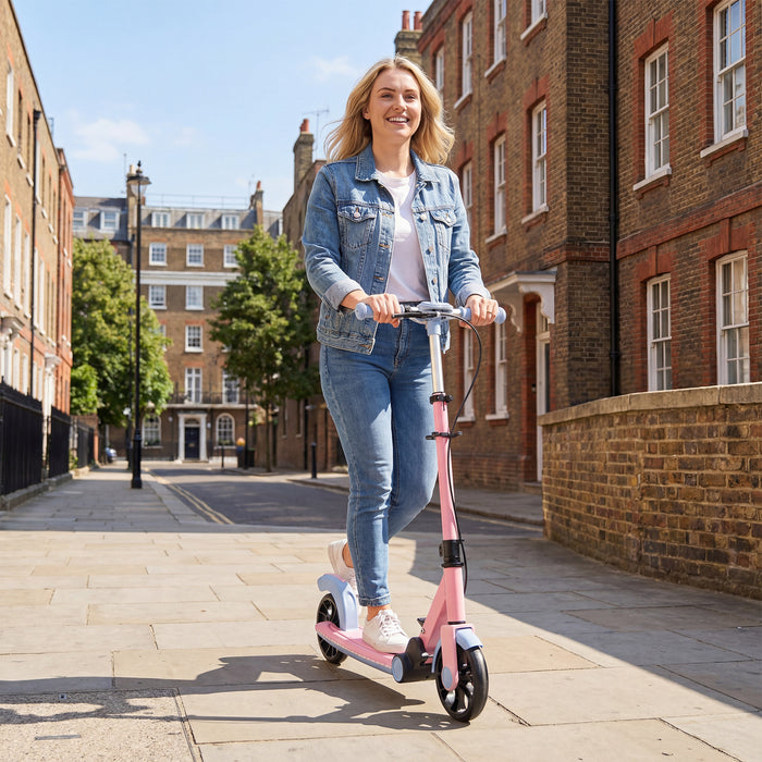 Foldable Kick Scooter with 2 Light-up Wheels and Rear Brake-
