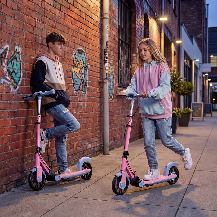Foldable Kick Scooter with 2 Light-up Wheels and Rear Brake-