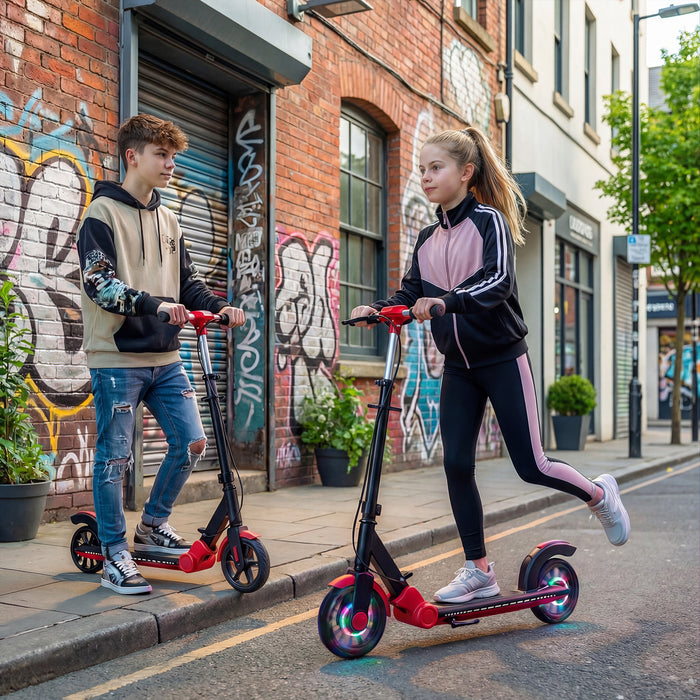 Foldable Kick Scooter with 2 Light-up Wheels and Rear Brake-