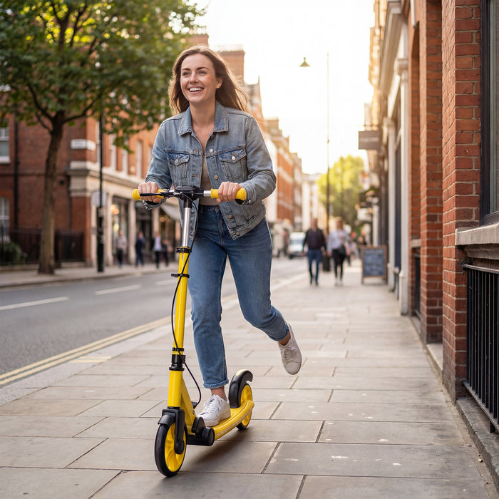 Foldable Kick Scooter with 2 Light-up Wheels and Rear Brake-