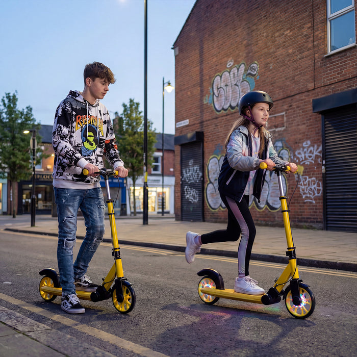 Foldable Kick Scooter with 2 Light-up Wheels and Rear Brake-