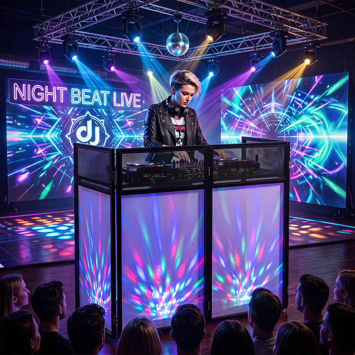 Foldable Mobile DJ Table Stand with Adjustable Feet and Detachable Tabletop-