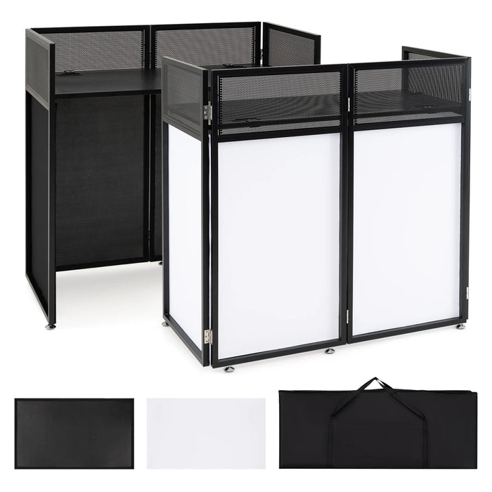 Foldable Mobile DJ Table Stand with Adjustable Feet and Detachable Tabletop-