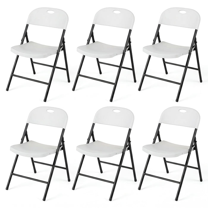 Foldable Plastic Chairs Set of 4 with Ergonomic Backrest