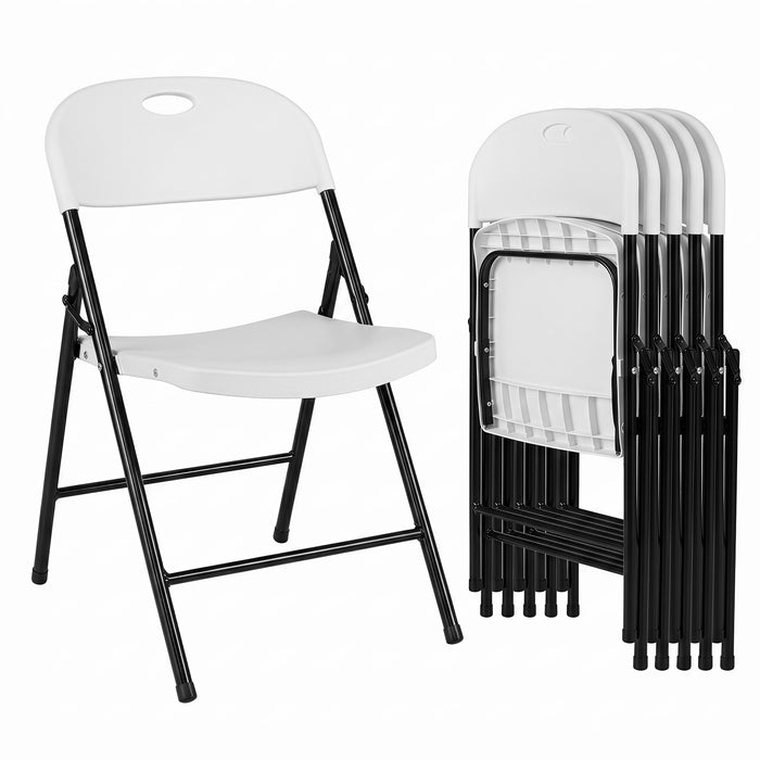 Foldable Plastic Chairs Set of 4 with Ergonomic Backrest