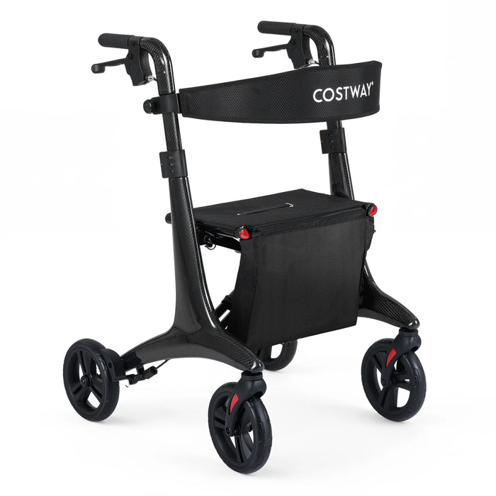 Foldable Rollator Walker with Seat and Carbon Fiber Structure for Seniors-