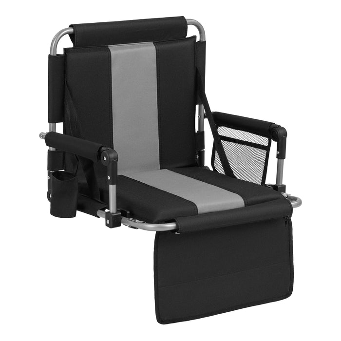 Foldable Stadium Seat 54 CM Wide Bleacher Chairs with Back Support and Padded Cushions-Red