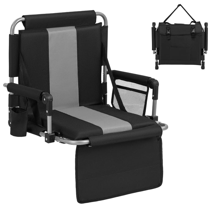 Foldable Stadium Seat 54 CM Wide Bleacher Chairs with Back Support and Padded Cushions-Red