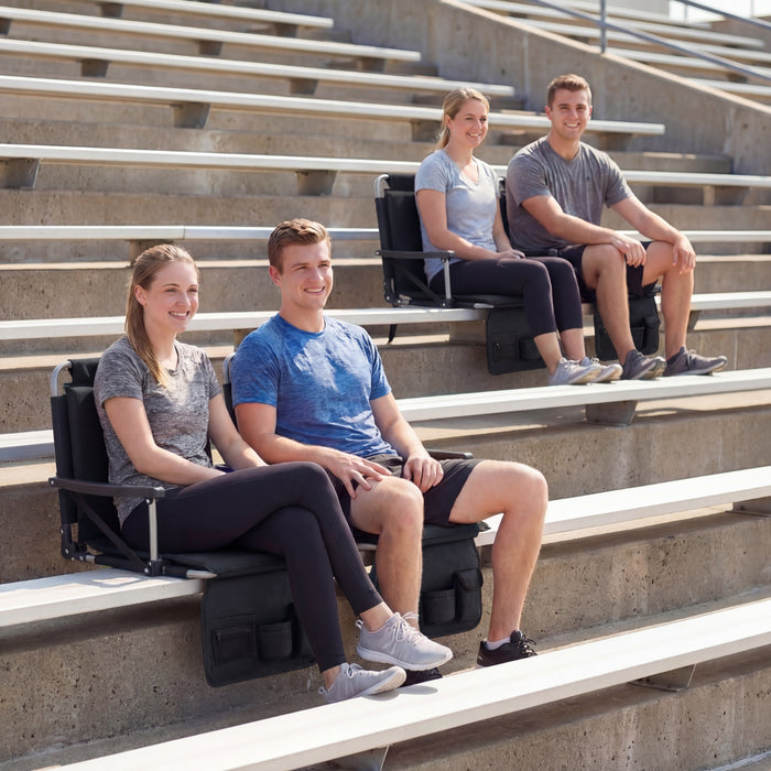 Foldable Stadium Seat Bleacher Chair Set of 2 with Back Support-