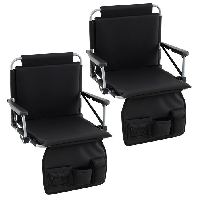 Foldable Stadium Seat Bleacher Chair Set of 2 with Back Support-