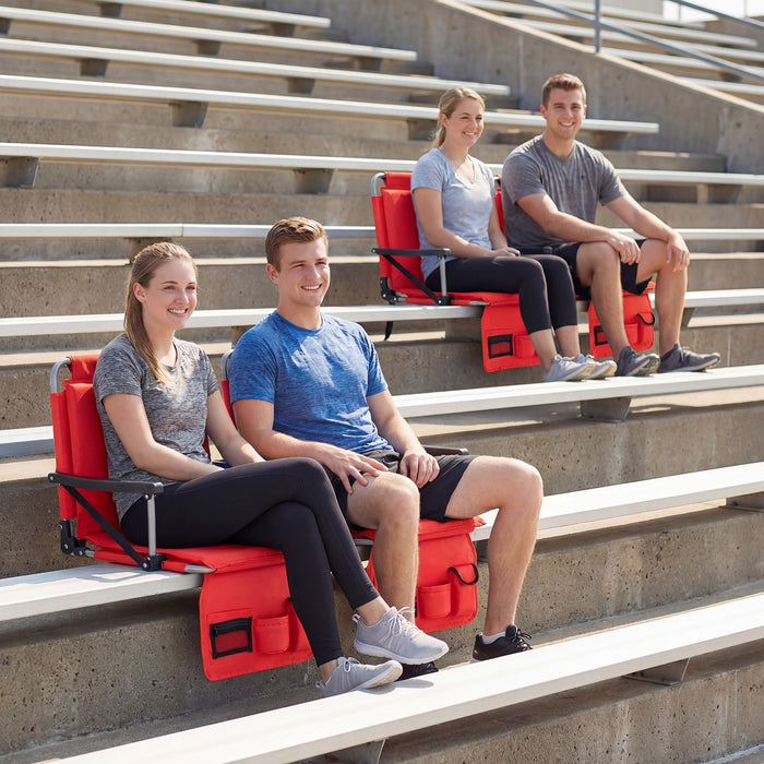 Foldable Stadium Seat Bleacher Chair Set of 2 with Back Support-