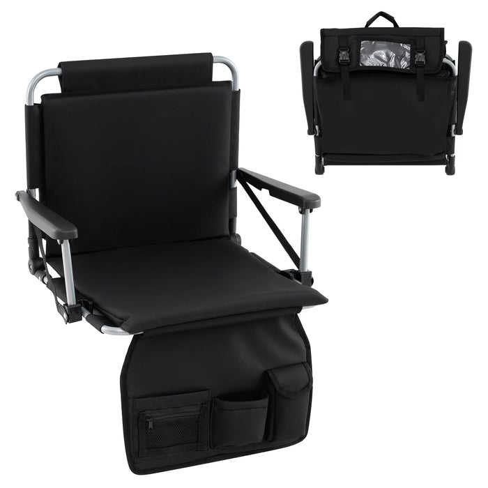 Foldable Stadium Seat Bleacher Chairs with Back Support and Padded Cushions-Red