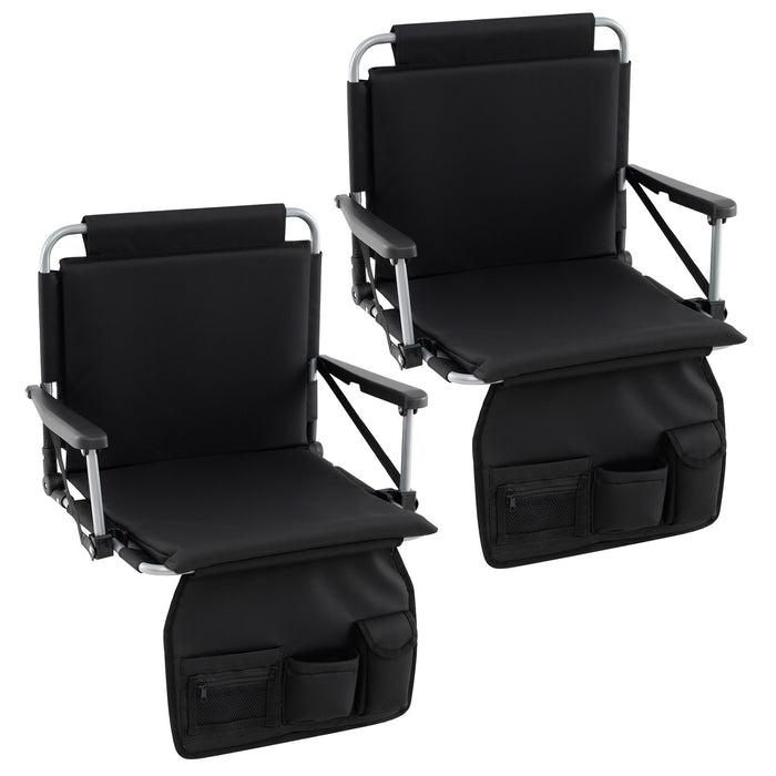 Foldable Stadium Seat Bleacher Chairs with Back Support and Padded Cushions-Red