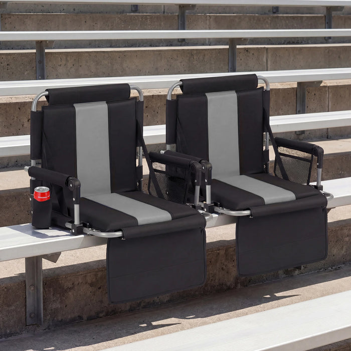 Foldable Stadium Seat Set of 2 with Back Support and Padded Cushions-Red