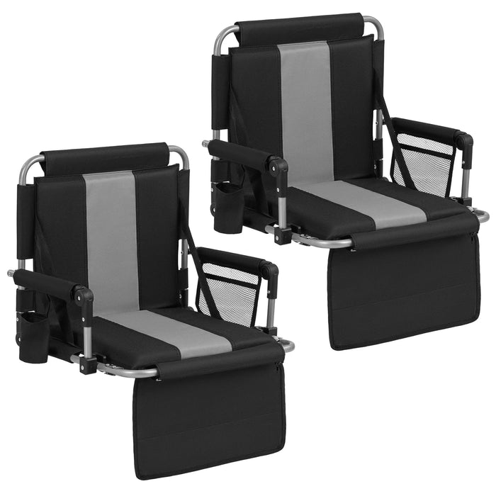 Foldable Stadium Seat Set of 2 with Back Support and Padded Cushions-Red