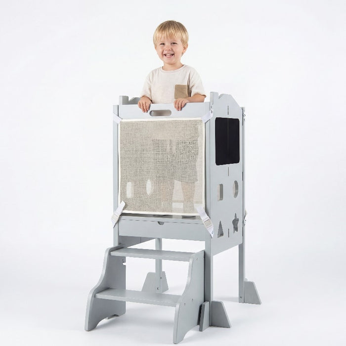 Foldable Toddler Step Stool with Chalkboards and 2-Step Stool for Boys and Girls Aged 2+-