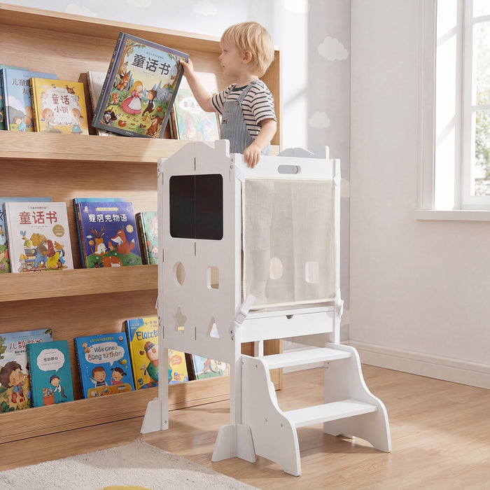 Foldable Toddler Step Stool with Chalkboards and 2-Step Stool for Boys and Girls Aged 2+-