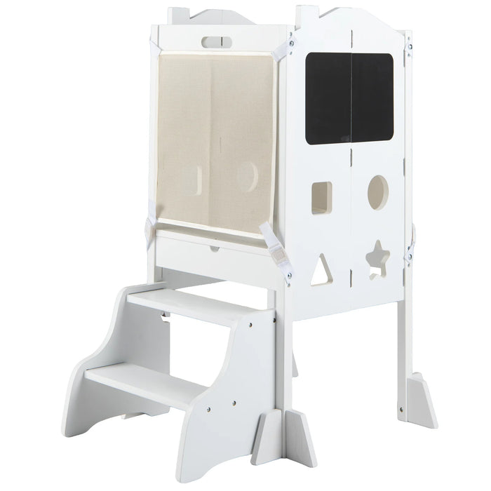 Foldable Toddler Step Stool with Chalkboards and 2-Step Stool for Boys and Girls Aged 2+-