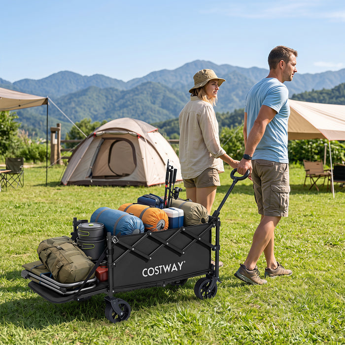 Foldable Transport Trolley 63-92L with Large All-Terrain Wheels for Beach Camping Picnic-