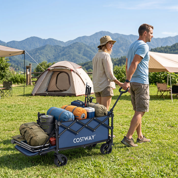 Foldable Transport Trolley 63-92L with Large All-Terrain Wheels for Beach Camping Picnic-