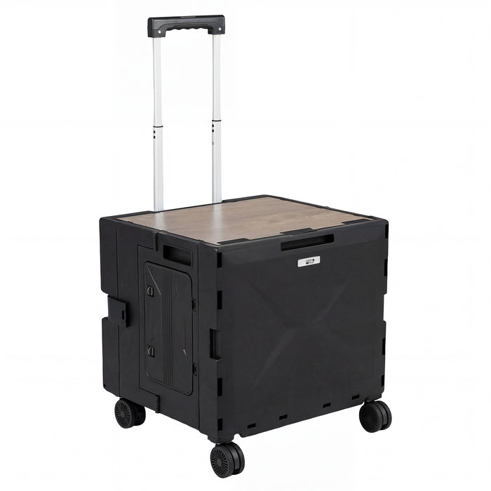 Foldable Utility Cart on 4 Rotate Wheels with Cup Holder-