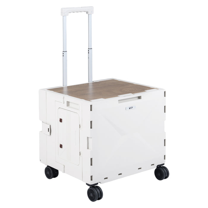 Foldable Utility Cart on 4 Rotate Wheels with Cup Holder-
