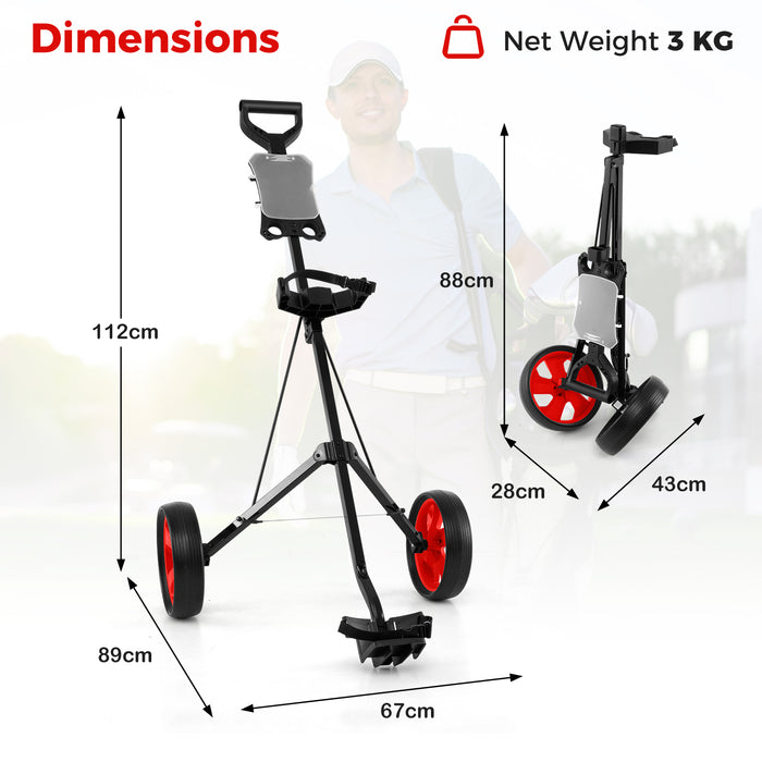 Foldable 2 Wheels Foldable Golf Cart with Scoreboard-