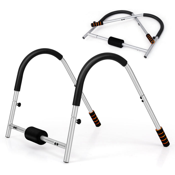 Foldable Ab Trainer with Padded Headrest and Handles for Whole Body Workout-Silver