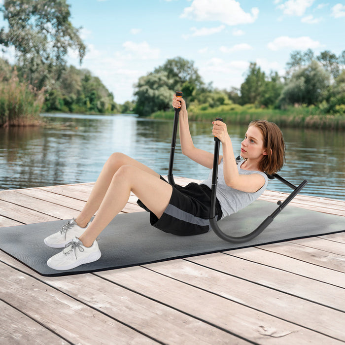 Foldable Ab Trainer with Padded Headrest and Handles for Whole Body Workout-Silver