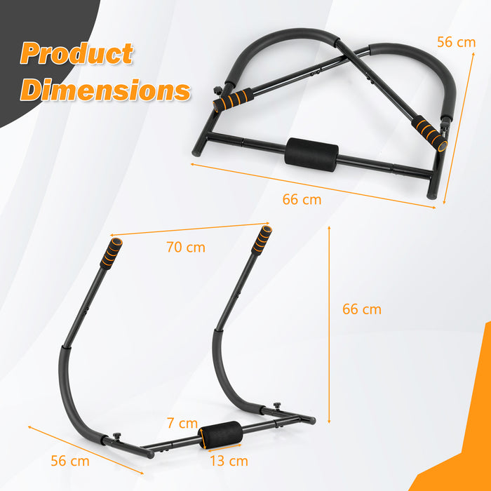 Foldable Ab Trainer with Padded Headrest and Handles for Whole Body Workout-Silver