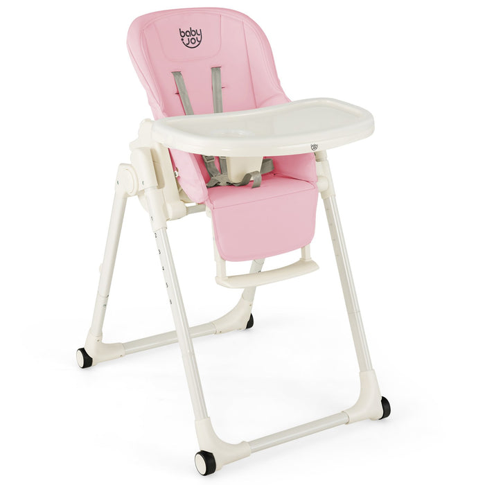 4-in-1 Foldable Baby High Chair with 6 Adjustable Heights and 5-Position Backrest-Beige