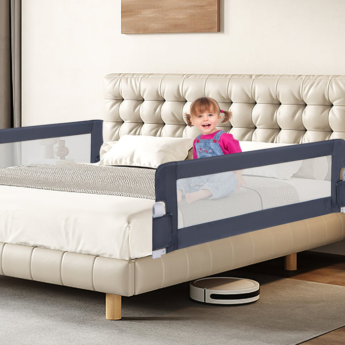 Foldable Bed Rail for Toddlers with Adjustable Safety Strap-