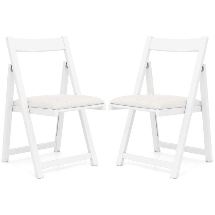 Foldable Dining Chair Set of 2 with Padded Seat and Curved Backrest-White