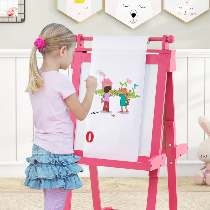 3-in-1 Double-sided Art Easel Foldable Easel for Kids-Pink