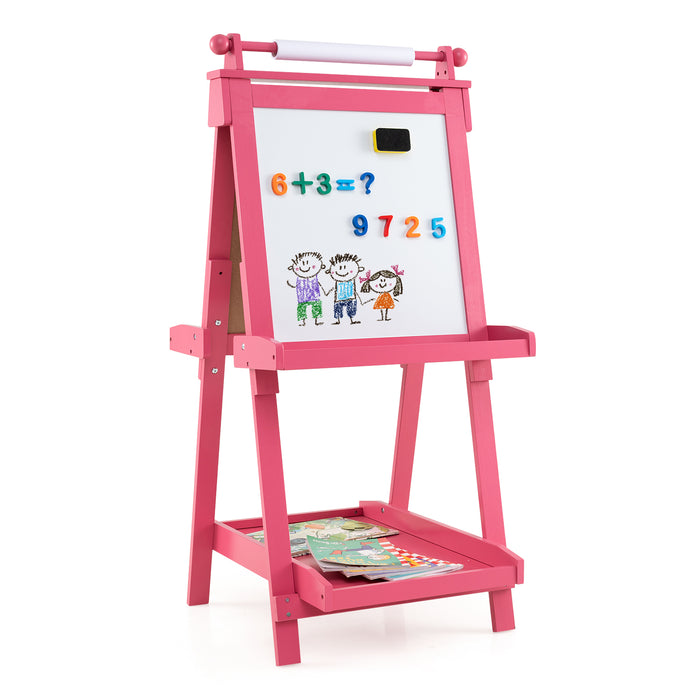 3-in-1 Double-sided Art Easel Foldable Easel for Kids-Pink