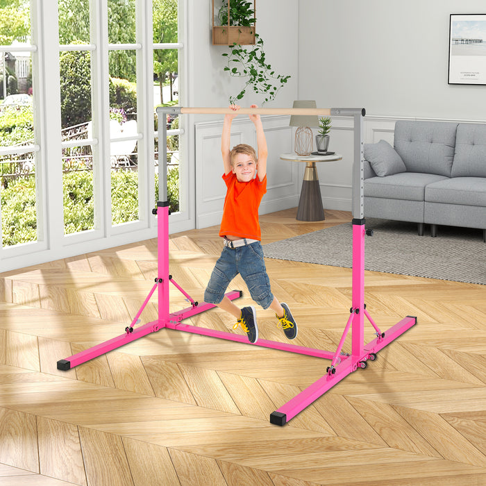 Foldable Gymnastics Bar for Kids - 13-Height Adjustable Training Equipment - Ideal for Gymnastics Practice at Home