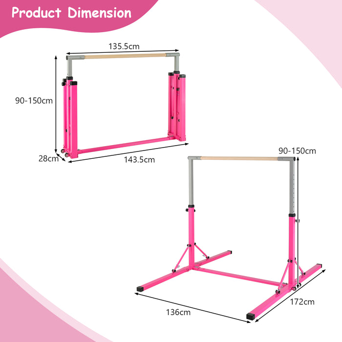 Foldable Gymnastics Bar for Kids - 13-Height Adjustable Training Equipment - Ideal for Gymnastics Practice at Home