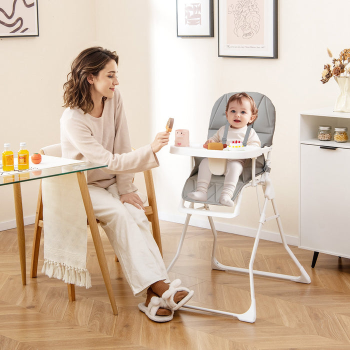 Foldable Baby High Chair with Removable Adjustable Tray-