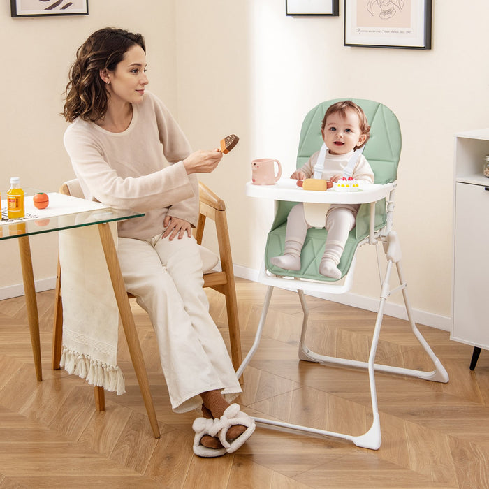 Foldable Baby High Chair with Removable Adjustable Tray-