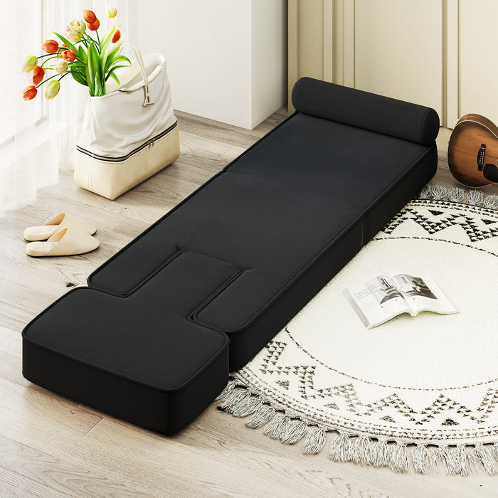 Foldable Lazy Sofa 5-Level Adjustable with Footrest and Tabletop-