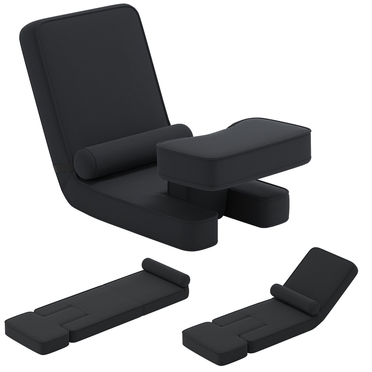 Foldable Lazy Sofa 5-Level Adjustable with Footrest and Tabletop-