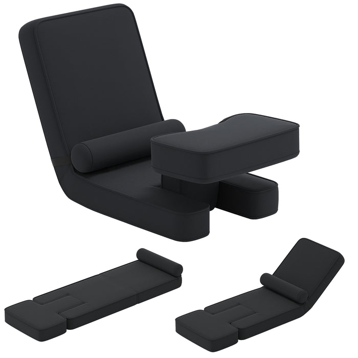 Foldable Lazy Sofa 5-Level Adjustable with Footrest and Tabletop-