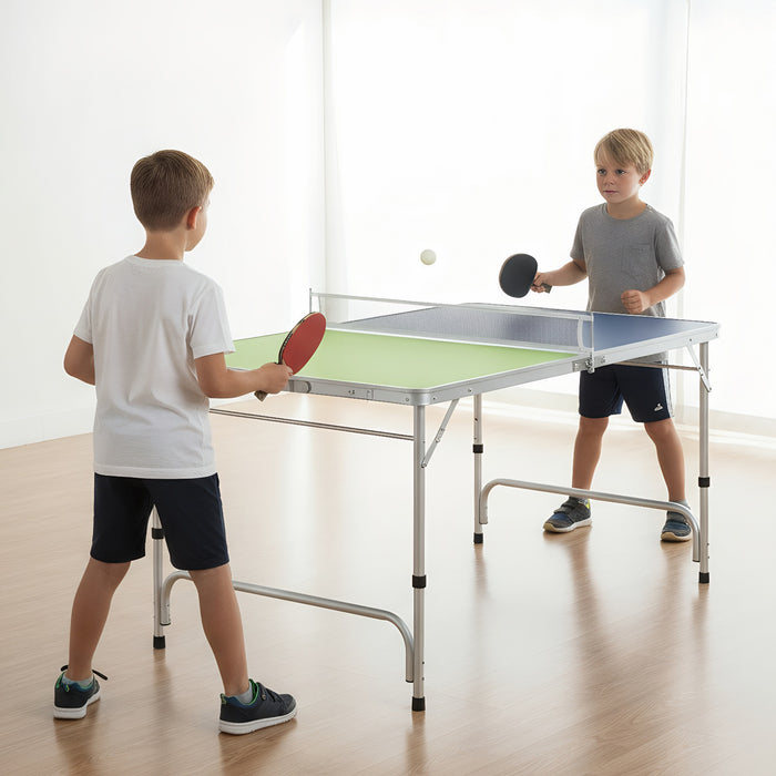 Foldable Mini Table Tennis Set with 2 Paddles and 3-Level Adjustable Height-