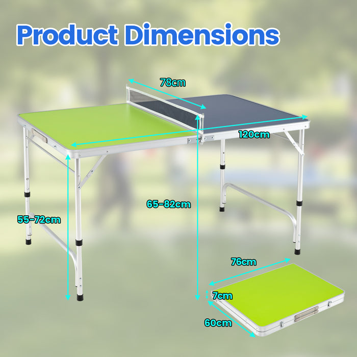 Foldable Mini Table Tennis Set with 2 Paddles and 3-Level Adjustable Height-