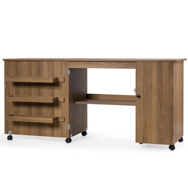 Craft Table with Lockable Wheels - Versatile Folding Large Sewing Station - Ideal Workspace Solution for DIY Hobbyists
