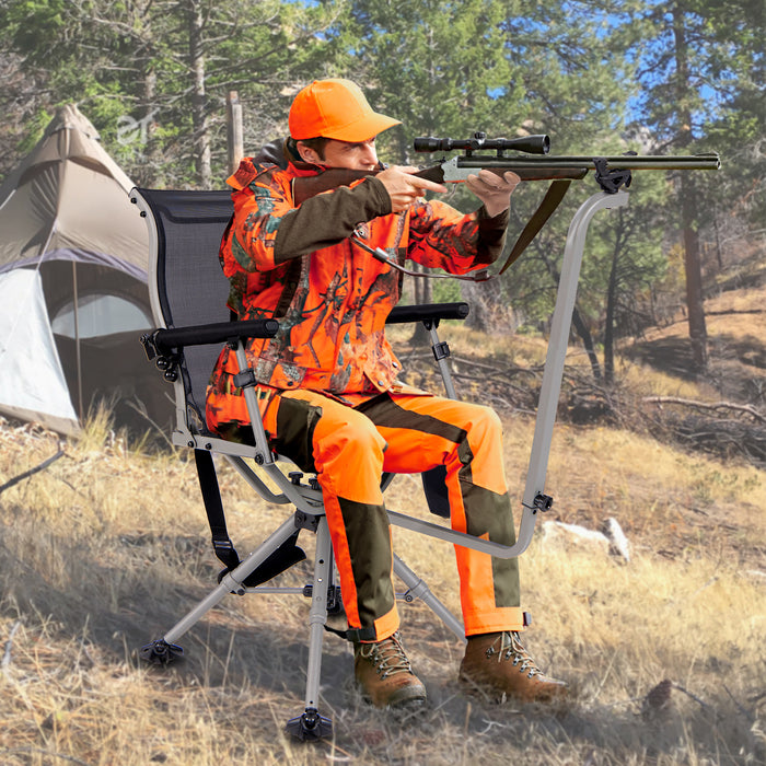 Foldable Shooting and Hunting Chair with 3 Position Adjustable Legs-