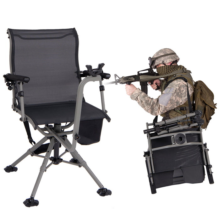 Foldable Shooting and Hunting Chair with 3 Position Adjustable Legs-