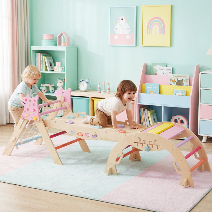 3-Piece Foldable Toddler Climbing Toys with Climber Rope and Maze Game-