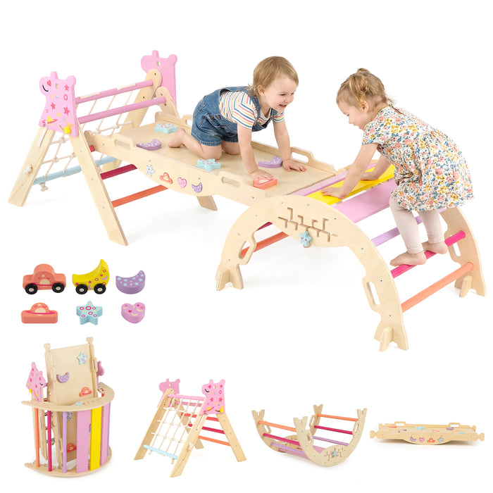 3-Piece Foldable Toddler Climbing Toys with Climber Rope and Maze Game-